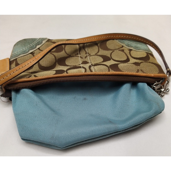 Coach Signature Brown Canvas Suede Fish Coral Reef Wristlet - Coin Wallet - Picture 11 of 13